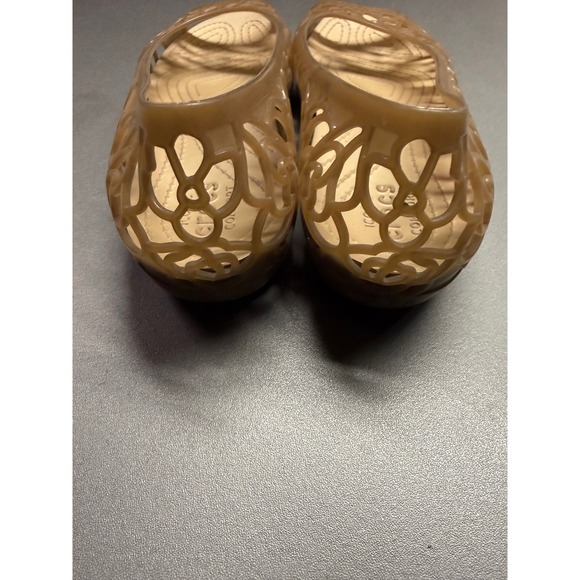 Crocs Isabella Jelly Flats Bronze Tan Floral Cutout Open Toe Sandals Womens 10 - Picture 4 of 8